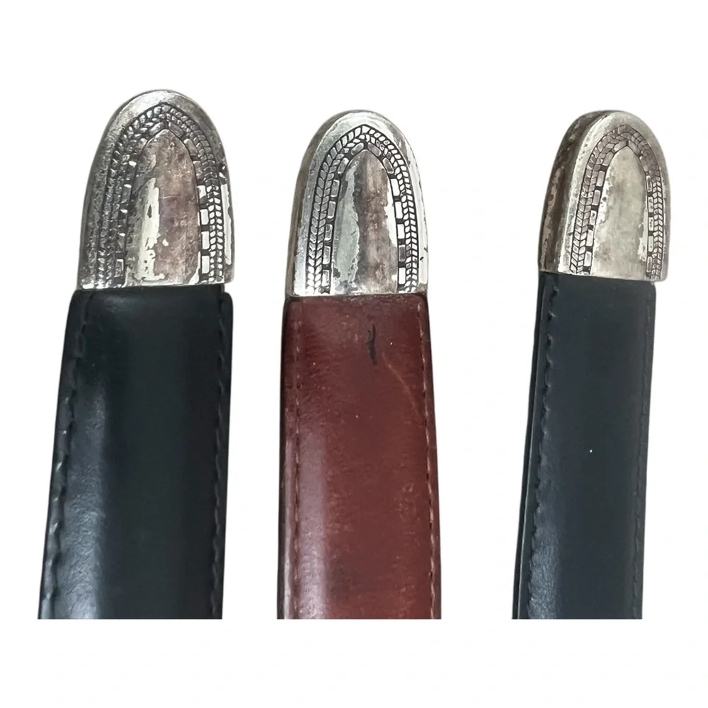 Brighton (3) Leather Buckle Belts. 2 black. 1 brown. SZ. 38 & 40